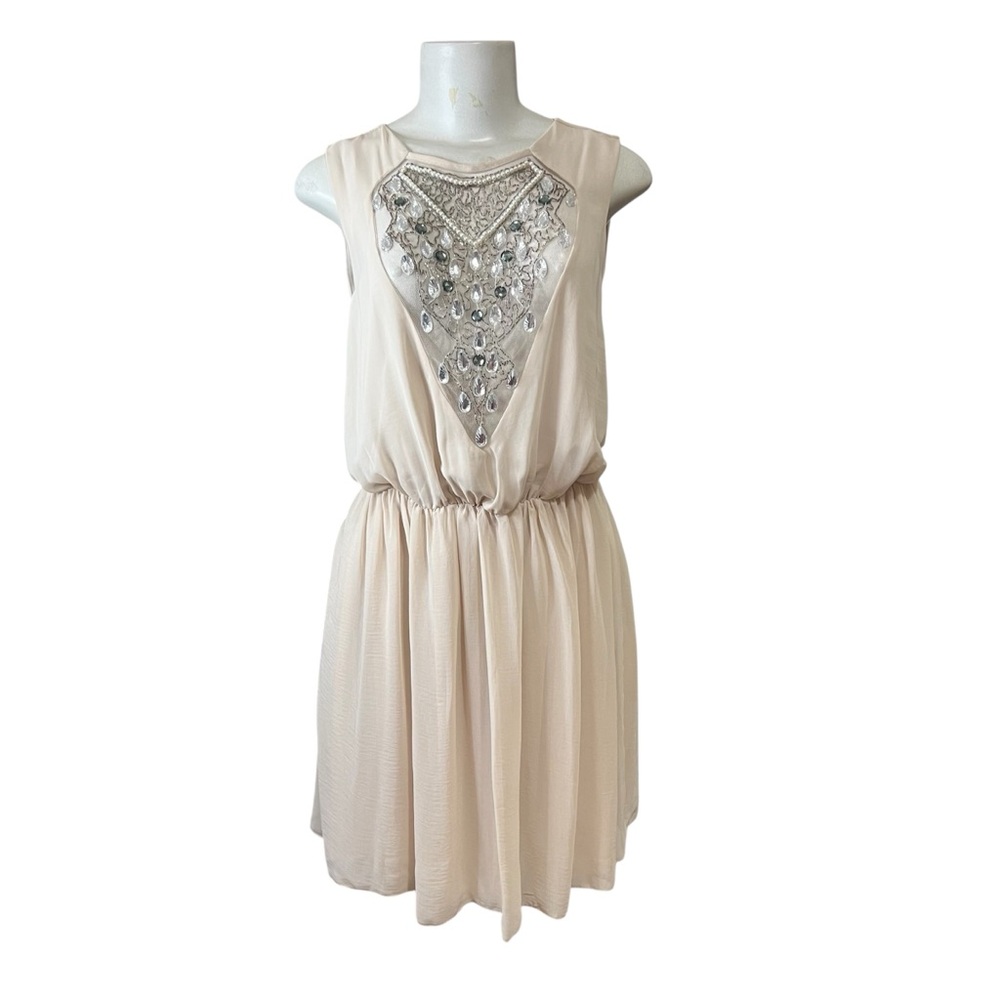 ASOS Dress Beaded Mesh Sheer Keyhole Open Back Boho Coquette Indie Sleeze Femme